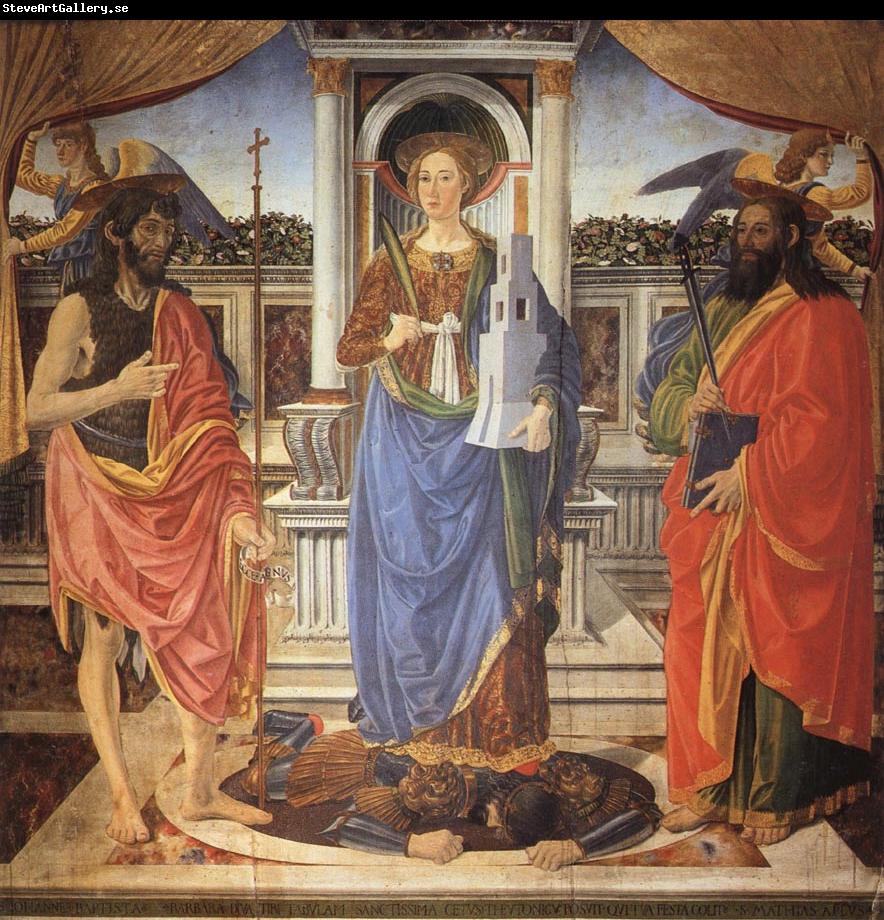 Cosimo Rosselli St.Barbara between SS.John the Baptist and Matthew